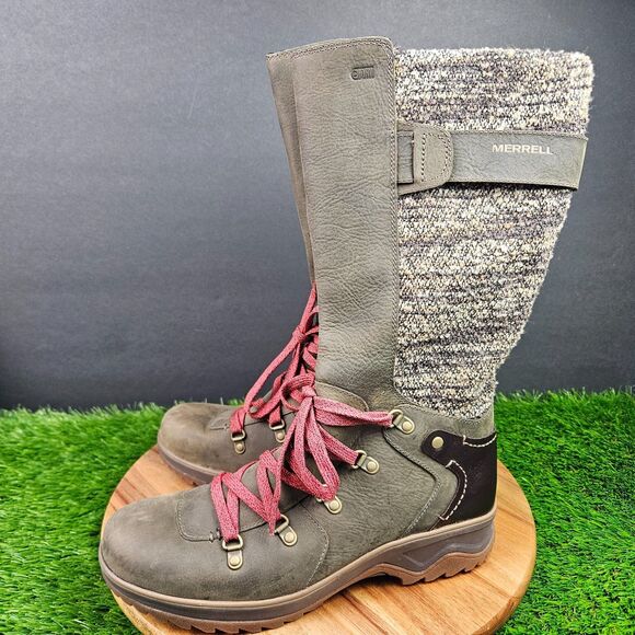 Merrell Eventyr Bungee Cord Waterproof Leather Women’s Hiking Tall Boots Sz 8.5 - Picture 7 of 13
